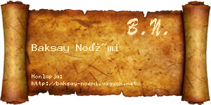 Baksay Noémi névjegykártya