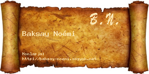 Baksay Noémi névjegykártya